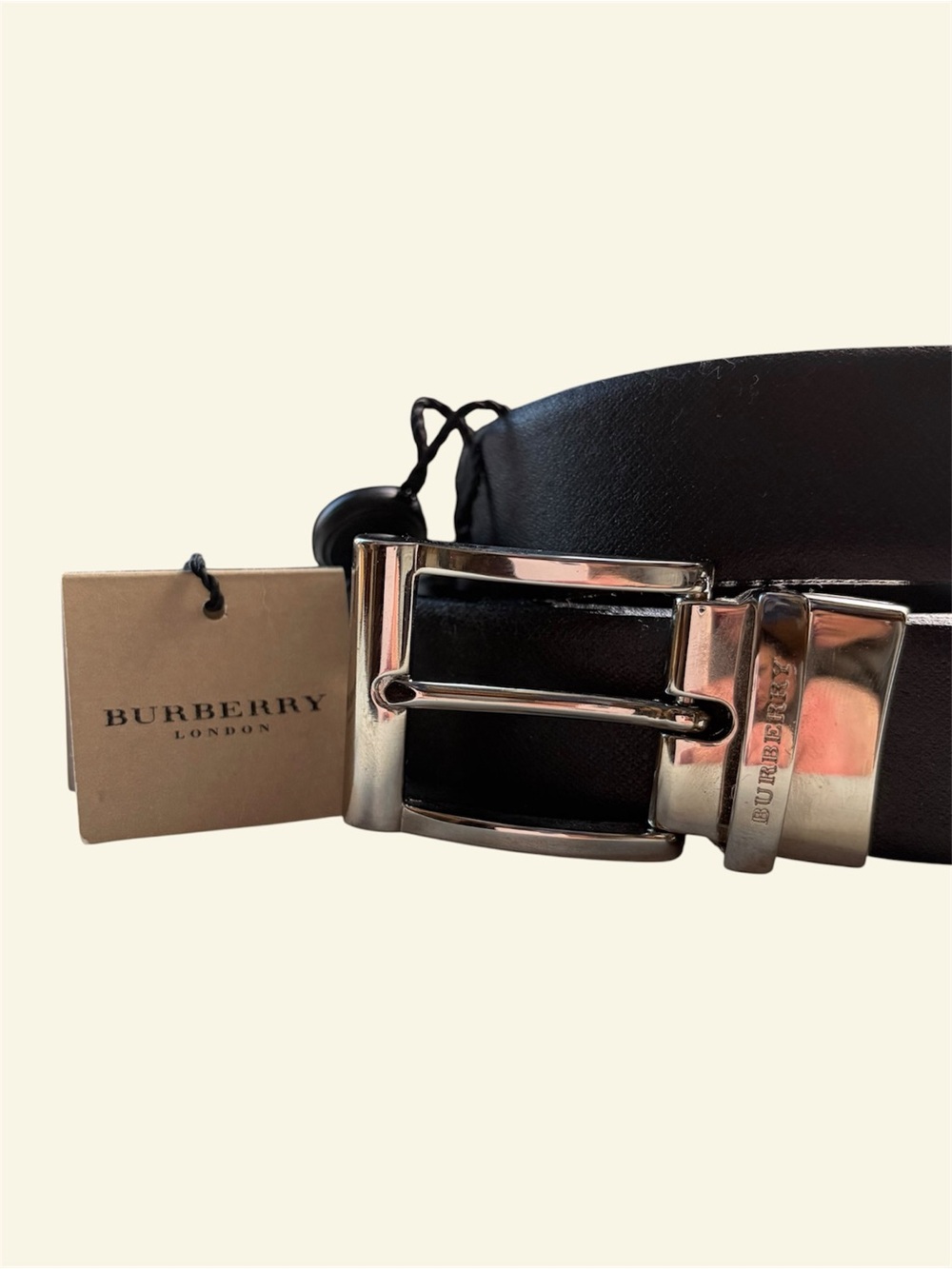 Burberry Reversible Black Saffiano Leather Belt NWT Italy Silver Buckle 105/42 - Picture 3 of 7